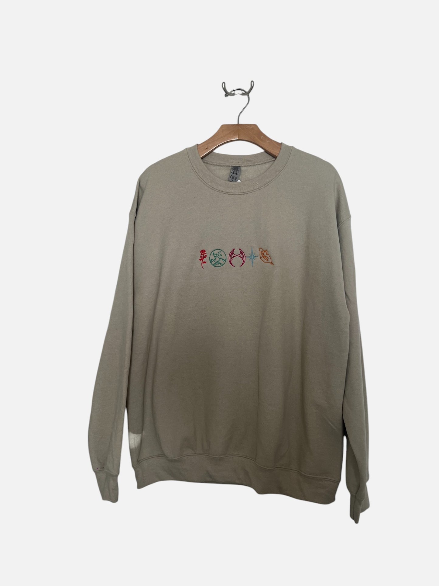 A Court of Thorns and Roses ACOTAR Embroidered Tan Sweatshirt