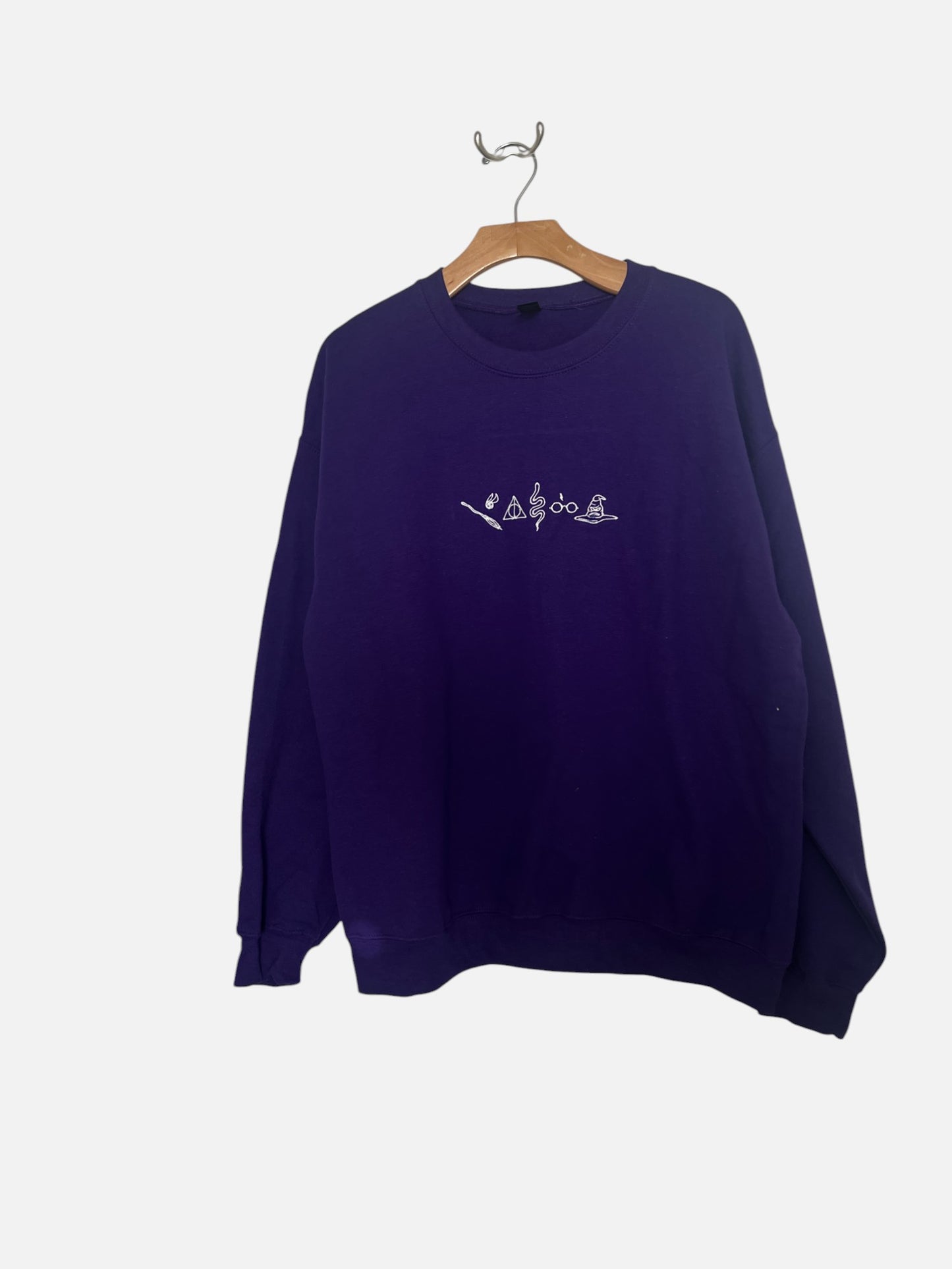 Harry Potter Embroidered Purple Sweatshirt White Stitching