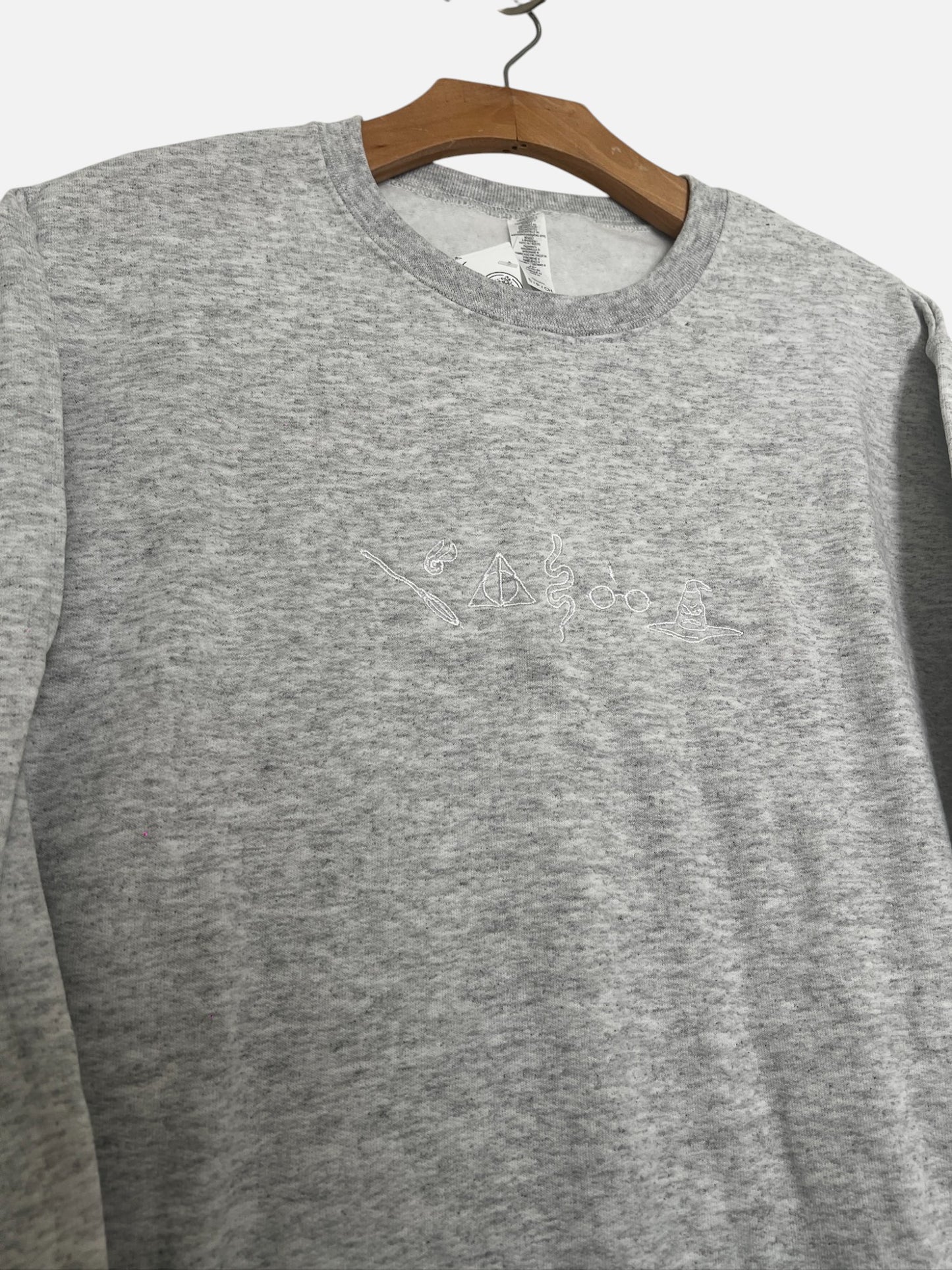 Harry Potter Embroidered Grey Sweatshirt White Stitching