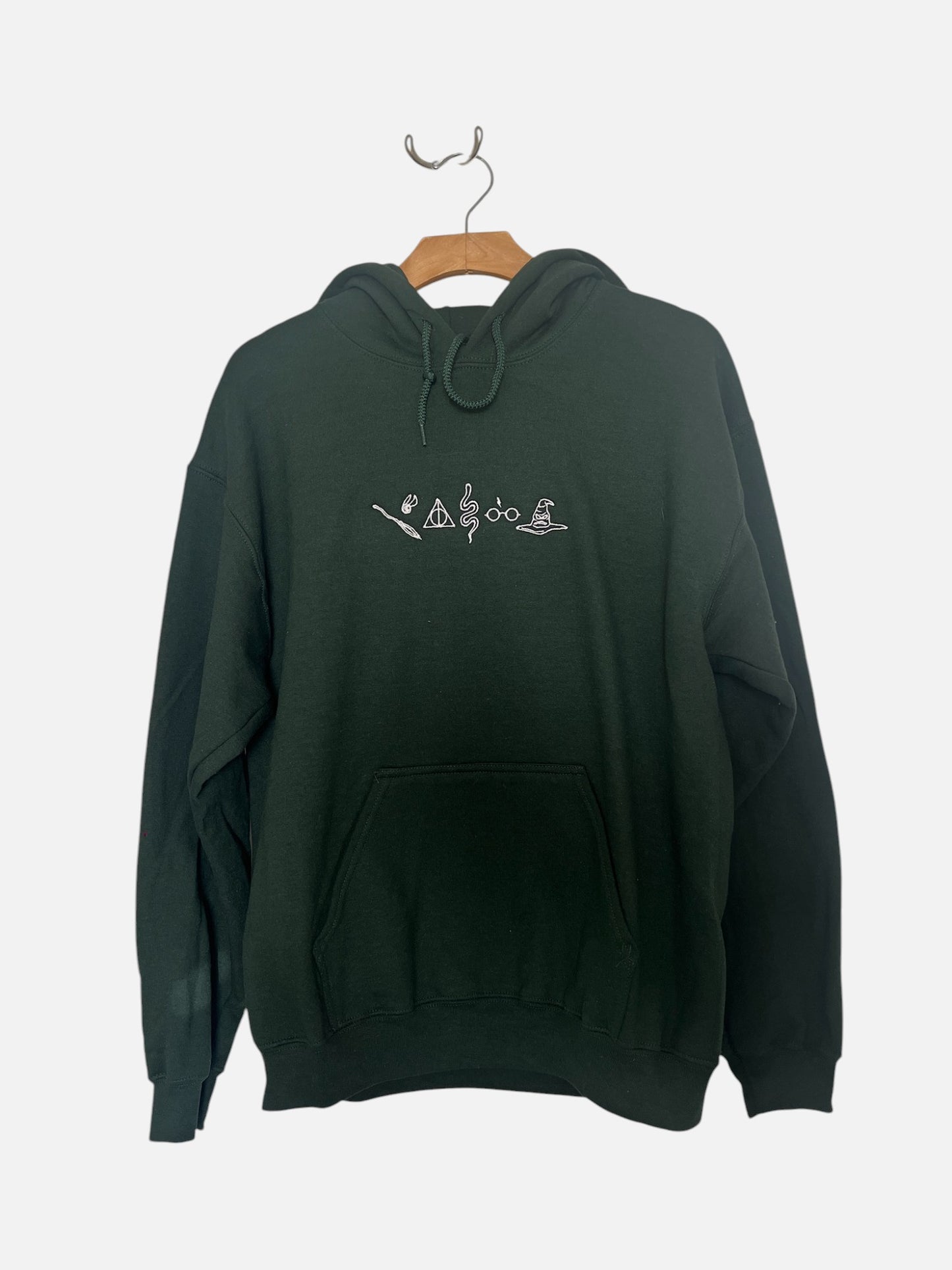 Harry Potter Embroidered Dark Green Sweatshirt White Stitching