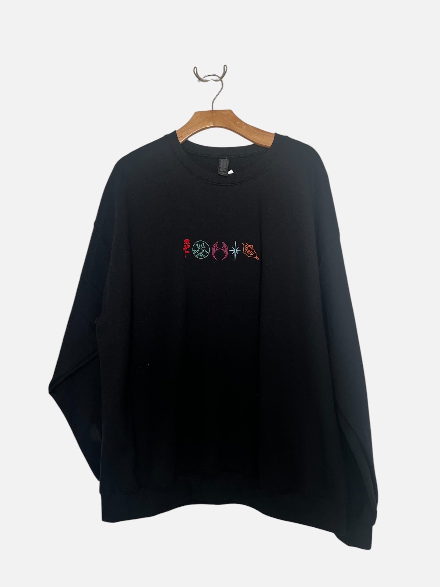 A Court of Thorns and Roses ACOTAR Embroidered Black Sweatshirt