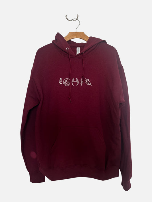 A Court of Thorns and Roses ACOTAR Embroidered Maroon Sweatshirt