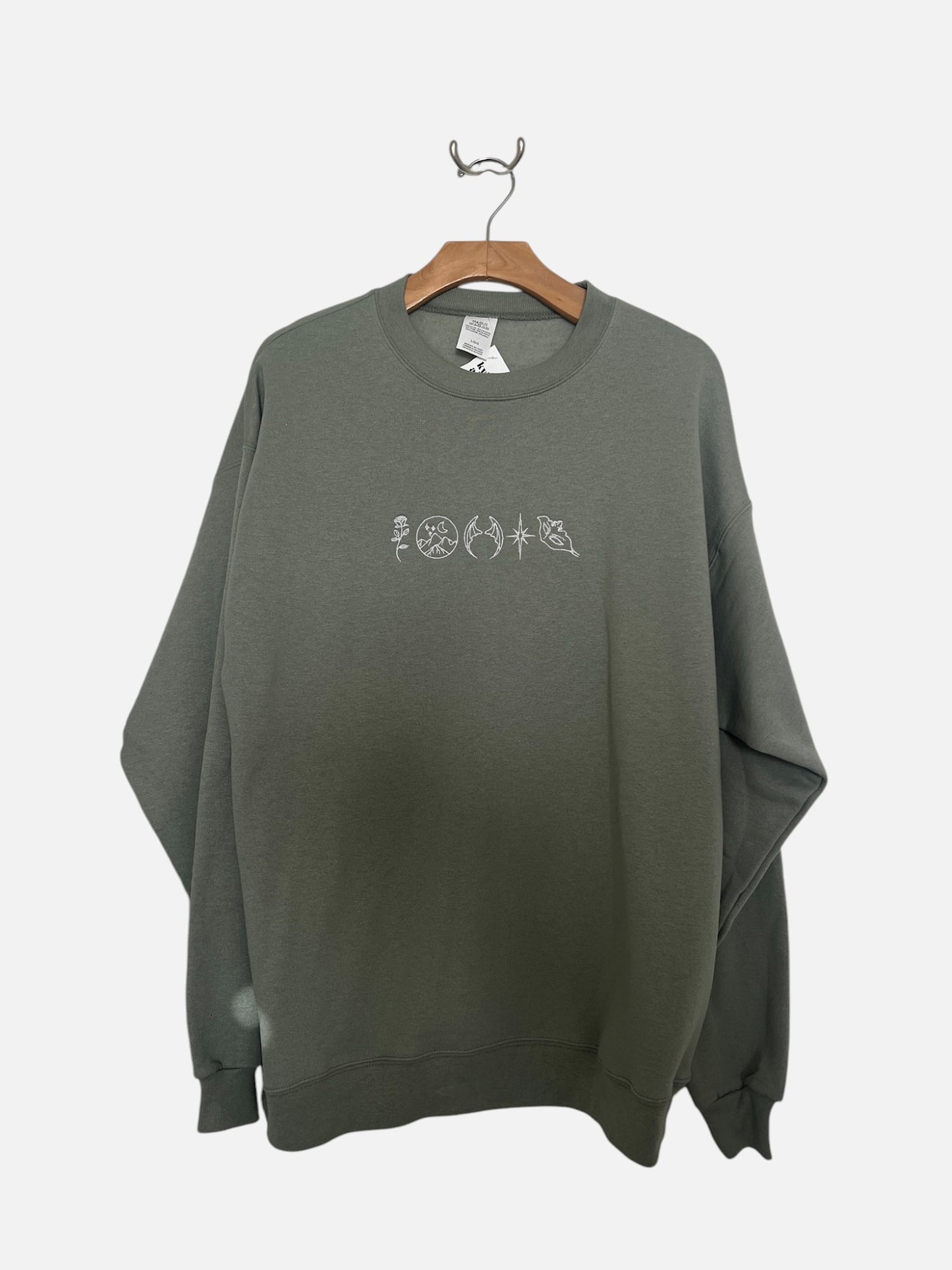 A Court of Thorns and Roses ACOTAR Embroidered Army Green Sweatshirt