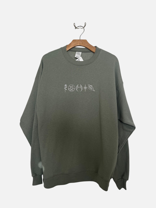 A Court of Thorns and Roses ACOTAR Embroidered Army Green Sweatshirt