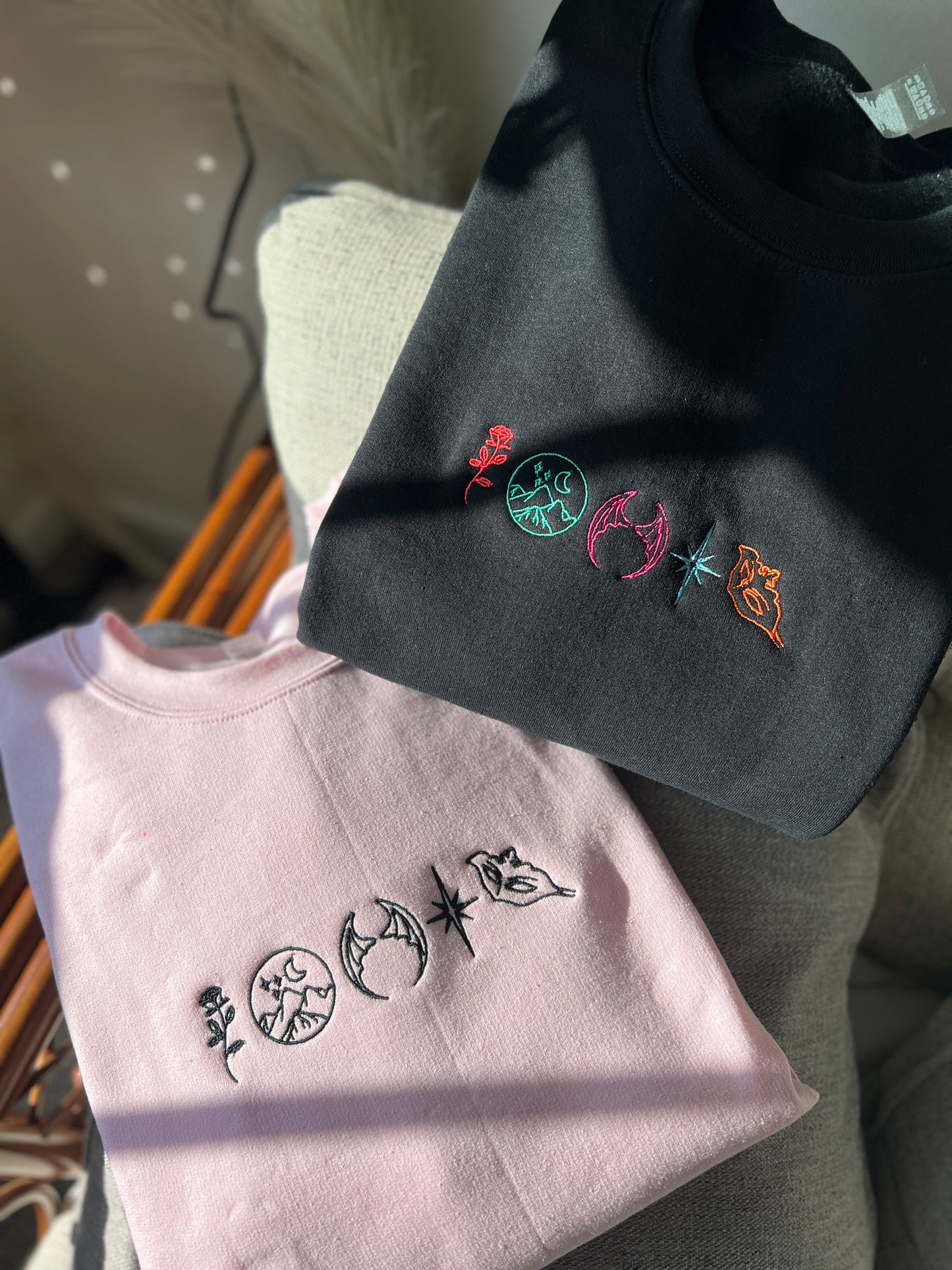 ACOTAR Embroidered Sweatshirt (B&W THREAD), A Court of Thorns and Roses Merch - Gift for Book Lovers