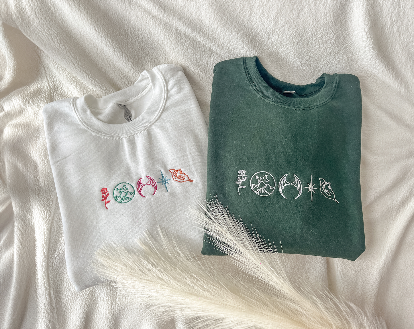 ACOTAR Embroidered Sweatshirt (B&W THREAD), A Court of Thorns and Roses Merch - Gift for Book Lovers