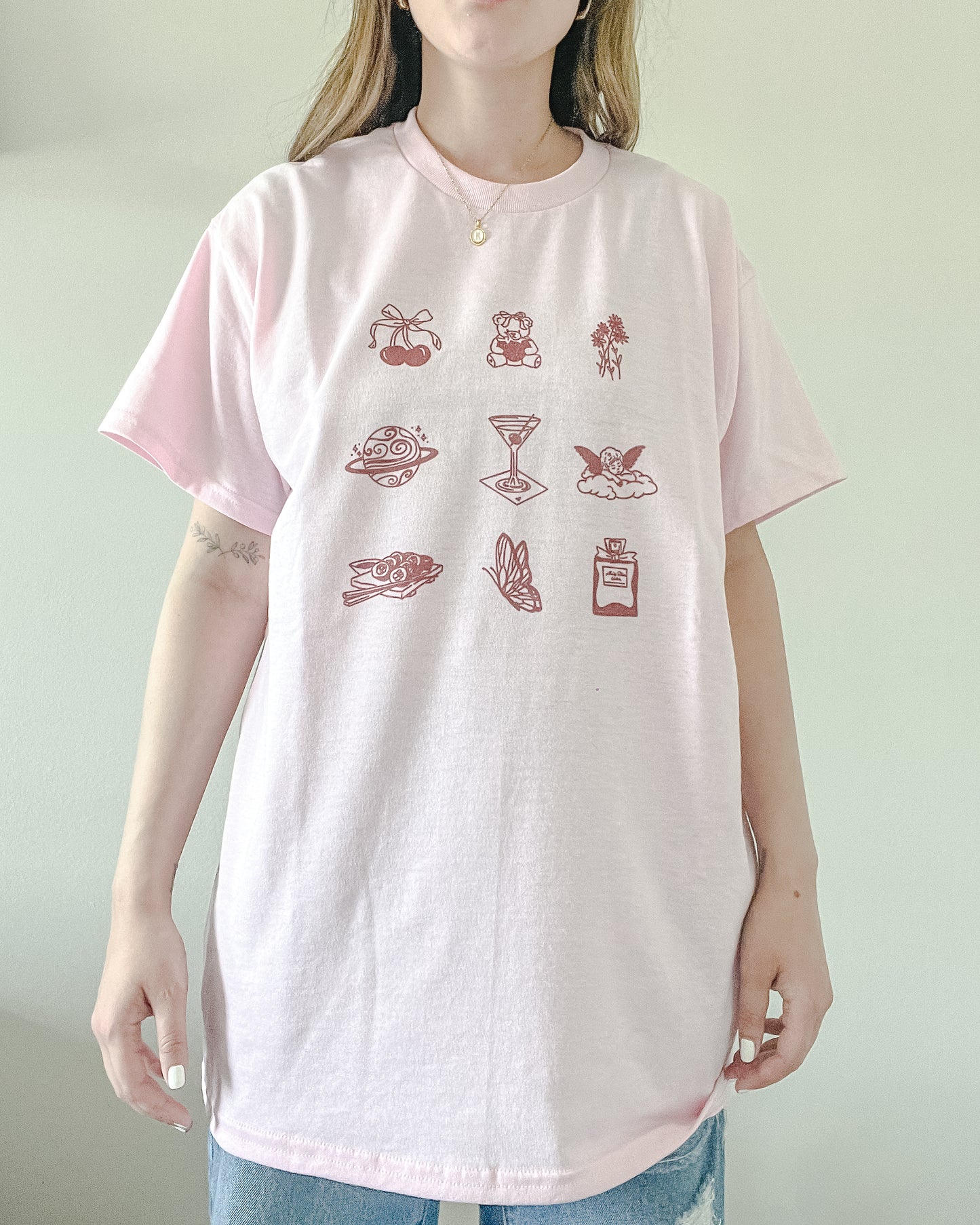 Girly Doodles Pink Retro Tee Shirt Sweater Sweatshirt