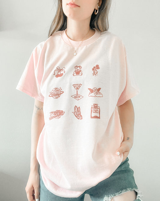 Girly Doodles Pink Retro Tee Shirt Sweater Sweatshirt